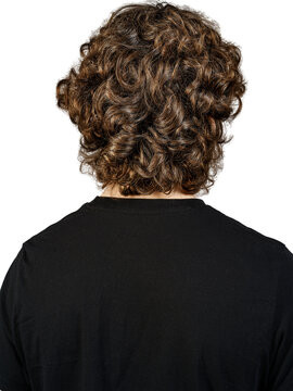 Isolated Back of Curly-Haired Man&rsquo;s Head on transparent  Background 