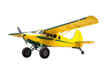 Yellow Green Agricultural Bush Plane Cutout on Transparent Background