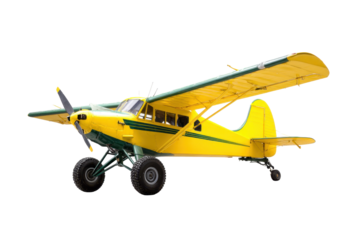 Yellow Green Agricultural Bush Plane Cutout on Transparent Background