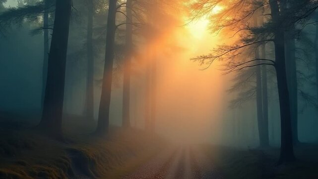 The Glowing Forest in Misty Dawn Light invites you to explore its serene and beautiful scenes