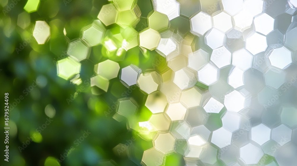 Poster captivating gradient transition over hexagon bokeh shifting scene nature digital art outdoor close-u