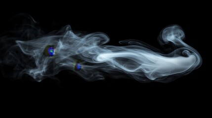 Fototapeta premium Isolated smoke cloud wisps in gray and white abstract concept dark background digital art