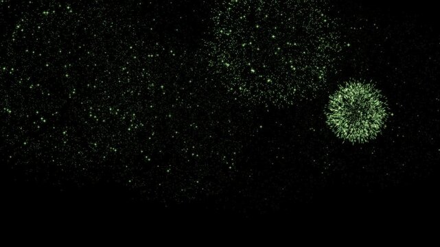 Green fireworks animation on transparent background alpha channel