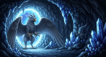 Mythical Bird-Dragon in Crystal Cave.
