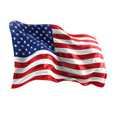 Waving U.S. flag against black background, showing stars and stripes