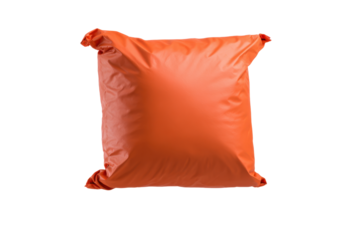 Orange Inflated Square Air Bag Pillow on Transparent Background