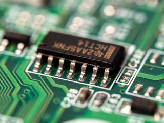 Close up of PC motherboard.