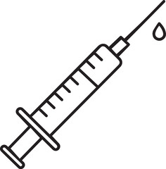 Syringe Thin Line Vector Icon – Minimal Black and White Medical Injection Symbol
