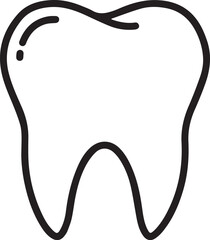 Tooth Thin Line Vector Icon – Minimal Black and White Dental Medical Symbol
