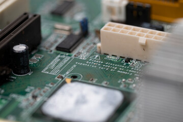Close up of PC motherboard.