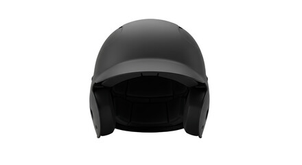Fototapeta premium Black Baseball Batting Helmet Front View for Sports Protection, Transparent Background