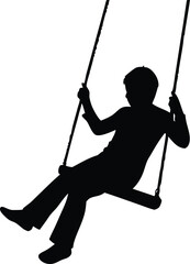 Silhouette of a child swinging on a swing set