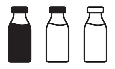 Bottle icons set. Milk bottle icon. Milk jar icon.