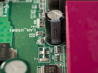 Close up of PC motherboard.