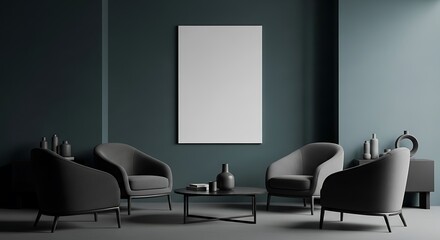 Dark Modern Living Room Interior Design.