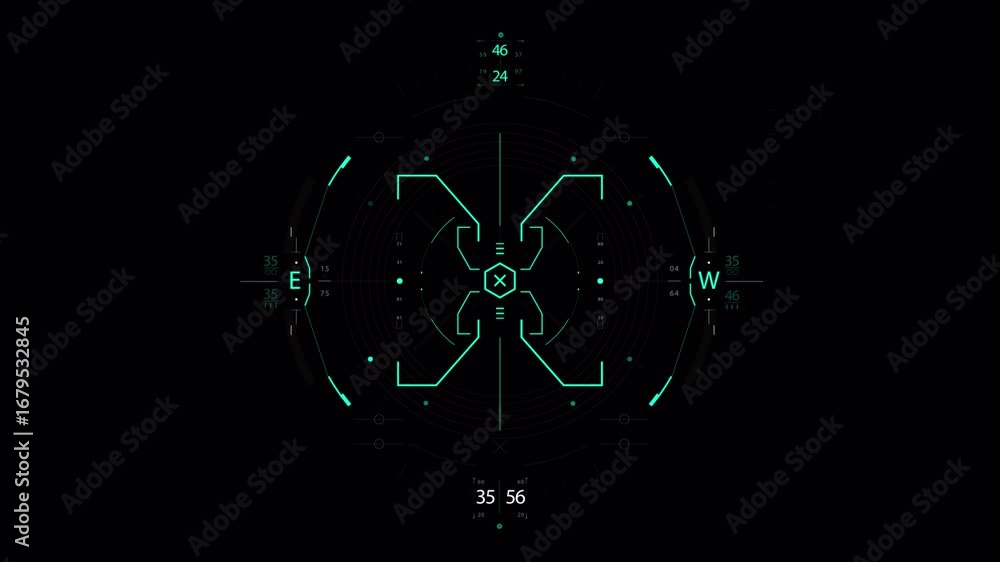 Poster futuristic hud interface: dynamic teal tech overlay animation