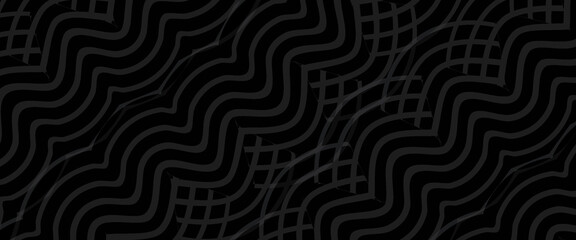 Abstract Black Wavy Line Geometric Pattern Background