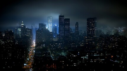 Obraz premium Nightfall cityscape with illuminated skyline