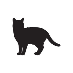 Domestic cat silhouette vector icon flat illustration design on white background