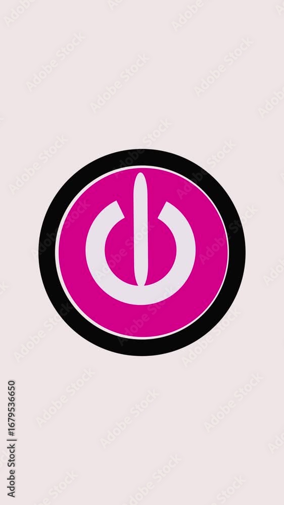 Poster power button icon animation with minimalist design vertical video. animated power button graphic sim