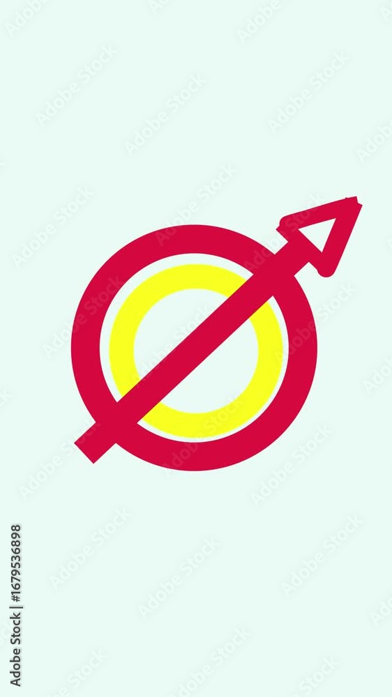Poster stop sign animation featuring directional arrow and color contrast vertical video. animated stop sig