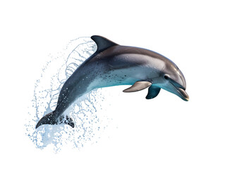 Fototapeta premium Dolphin Leaping from Water, Aquatic Mammal, Ocean Wildlife