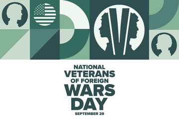 National Veterans Of Foreign Wars Day. VFW. September 29. Holiday concept. Template for background, banner, card, poster with text. Vector EPS10 illustration.