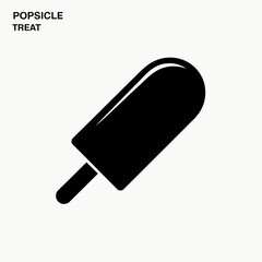 Black Popsicle Treat Isolated on White Background Simple and Clean Summer Icon Graphic Design for Food and Beverage