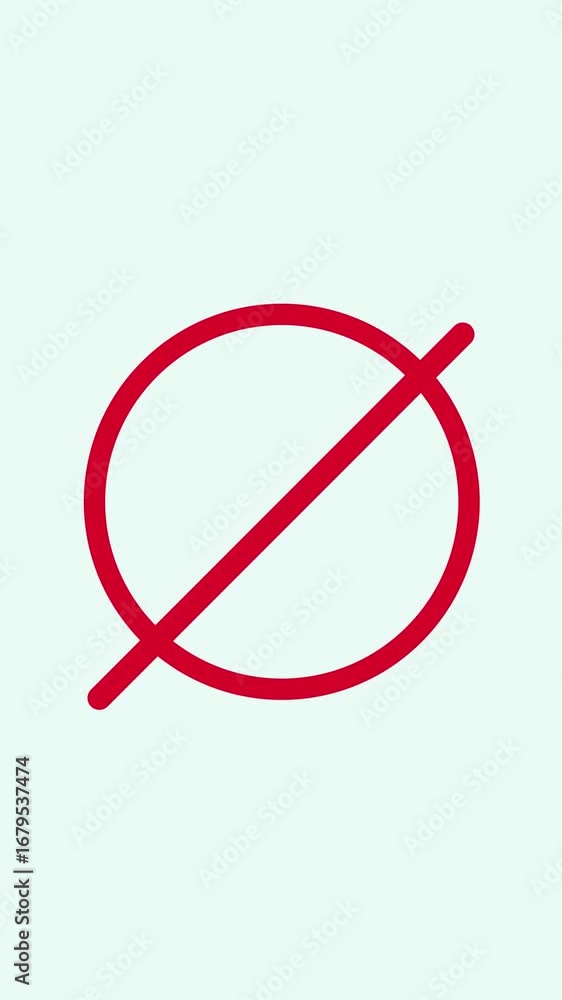 Poster universal restriction sign red circle and slash icon design vertical video. animated red speech bubb
