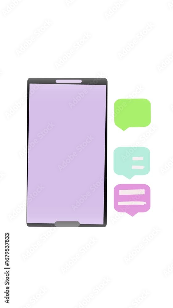 Poster messaging concept with phone and chat bubble animation vertical video. modern illustration of a mobi