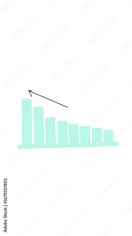 Poster teal bar graph animation representing changing data and growth vertical video. animated teal bar gra