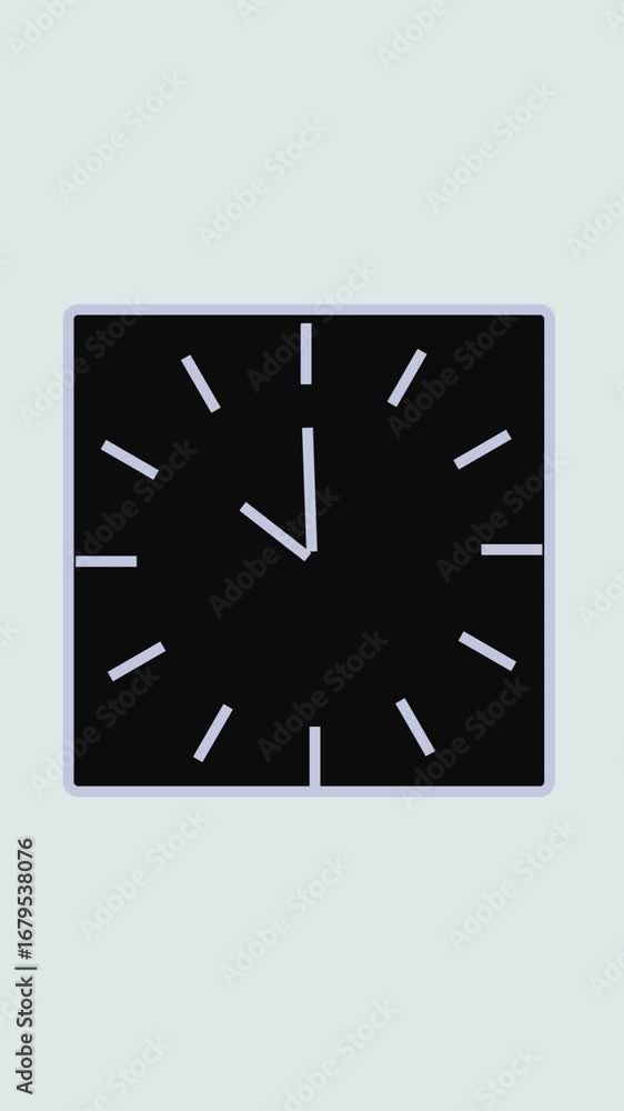 Poster square neon frame featuring animated digital clock vertical video. minimalist clock design showing q