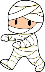 Cute Mummy Kid Halloween Cartoon Illustration