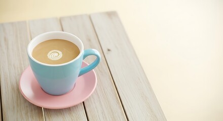 Coffee Cup on Wooden Table.