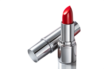 Red lipstick tube isolated on white background
