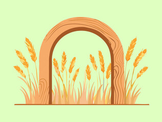 Wooden Archway with a Path and Golden Wheat, Great for Nature and Countryside Themes