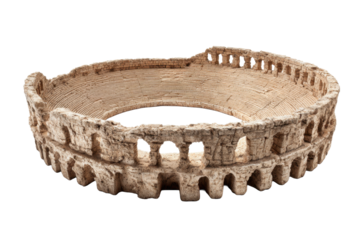 Ancient Greek Stadium Ruins Model on Transparent Background