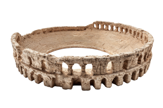 Ancient Greek Stadium Ruins Model on Transparent Background