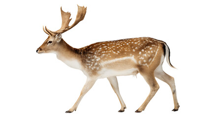 Fallow deer walking isolated on transparent background