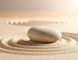 Calm zen garden with a stone