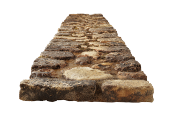 Ancient Stone Road Segment on Transparent Background