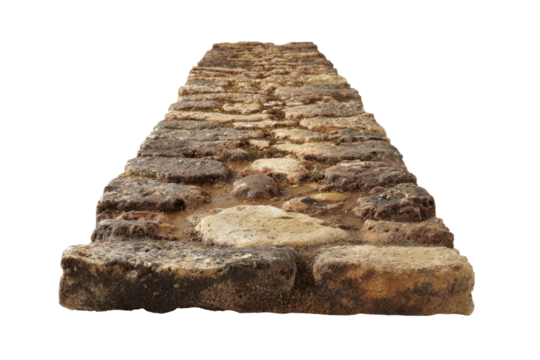 Ancient Stone Road Segment on Transparent Background