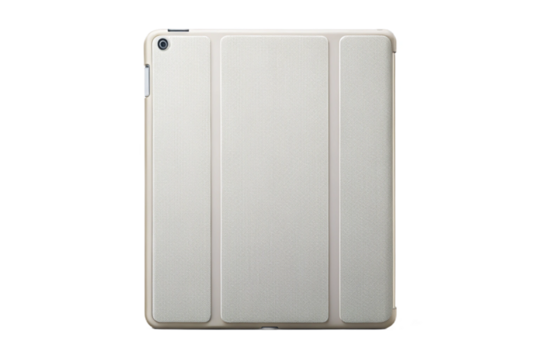 Sleek white tablet folio case mockup isolated for product presentation and design transparent background