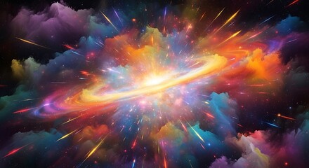 Colorful Cosmic Explosion in Space.