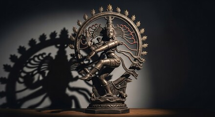 Bronze Nataraja Statue of Shiva Dancing in a Dynamic Pose.