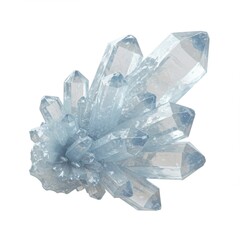 Fototapeta premium Transparent Quartz Crystal Cluster in Detailed Close Up on White Background