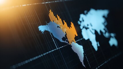 Economic growth and export market concept with global trade charts on digital screen