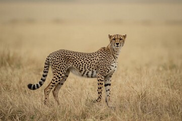 Cheetah standing savanna grassland wildlife safari