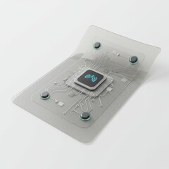 Fototapeta premium Detailed Macro Shot of a CPU Microchip on a Circuit Board with Electronic Components