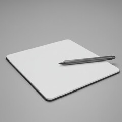 Elevated View of White Paper and Gray Pen on a Neutral Gray Surface